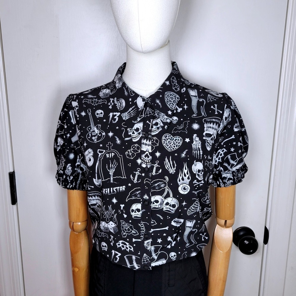 Killstar The Heat Button Up Top M Whimsygoth Goth Witchy Halloween Dark Academia